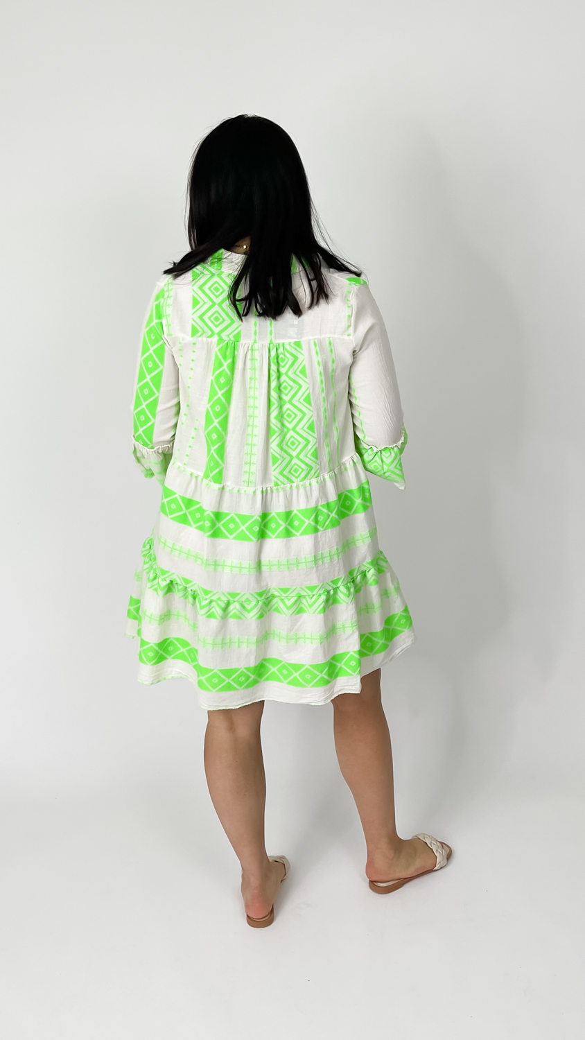 Boho Tunika Kleid mit Neonfarbe, Miina Fashion Onlineshop, Sommerkleid