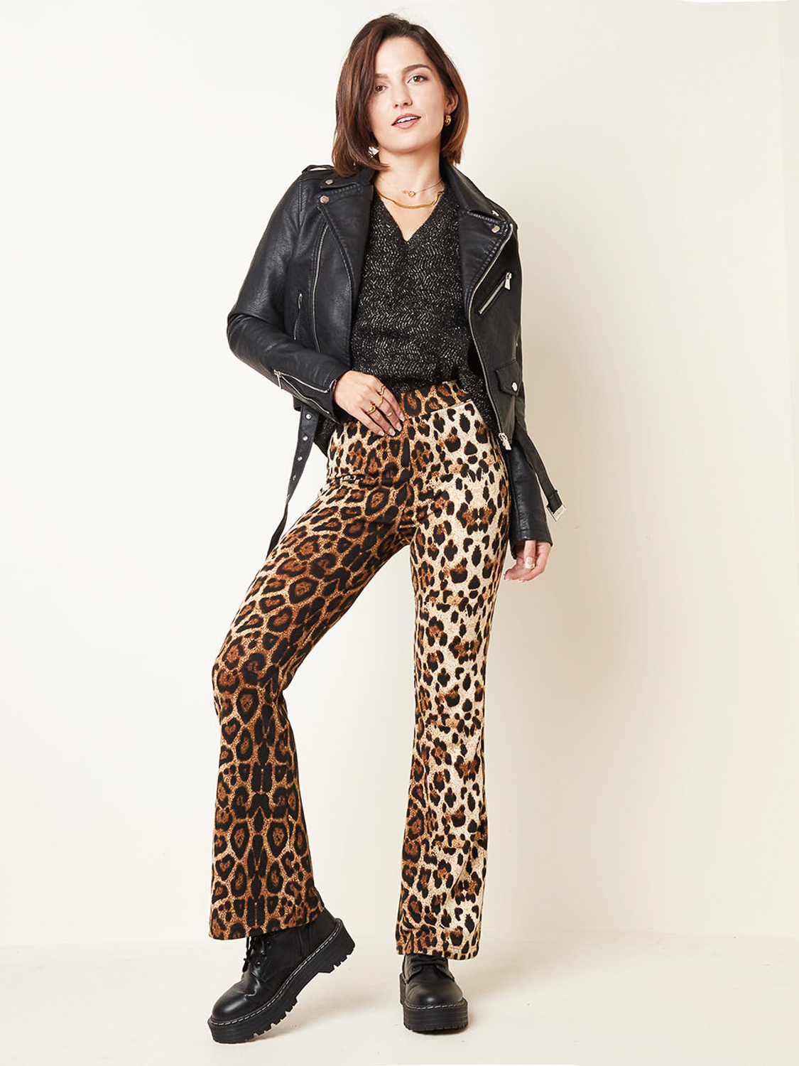 Schlaghose mit Leopardenmuster, Miina Fashion Onlineshop